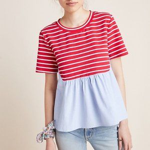 Anthropologie Elias Striped Peplum Top Size Small